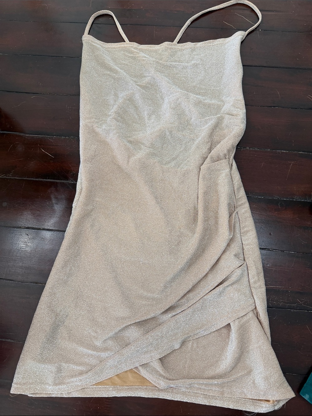 Shimmery Beige Wrap-Front Satin-Look Skirt